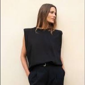 Black Zara Padded Shoulder T-Shirt